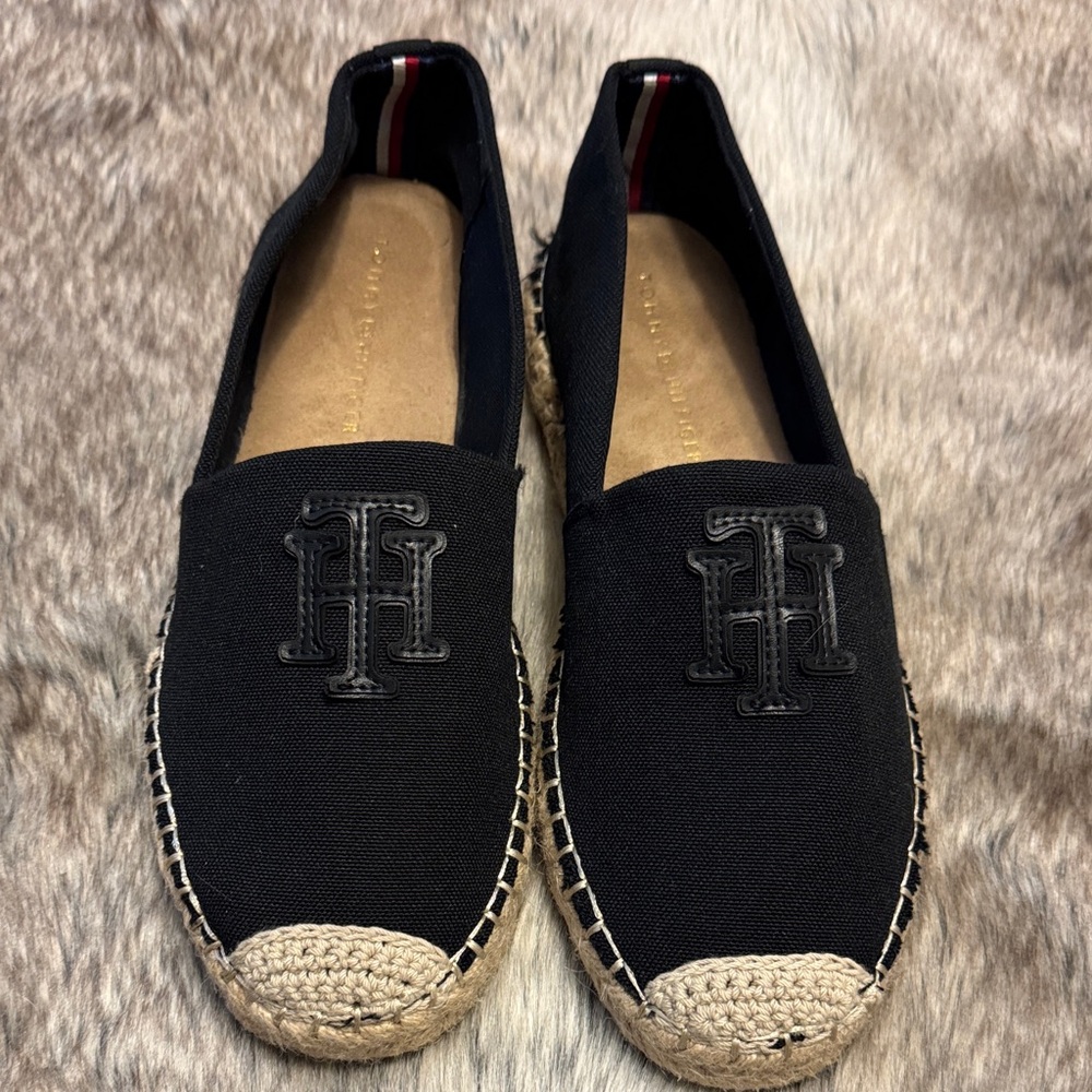 Black Espadrille Loafers with Logo
